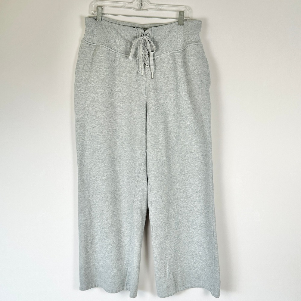 Victorias Secret Lace Up Wide Leg Sweatpants Womens XL Daisy Embroidered Jogger